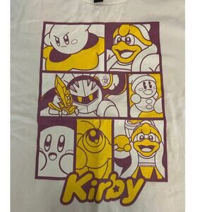 KIRBY Graphic Tee NEW 100% Cotton SS Ivory Purple Yellow Size Youth L